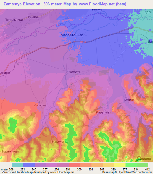 Zamostya,Ukraine Elevation Map