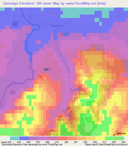 Zamostya,Ukraine Elevation Map