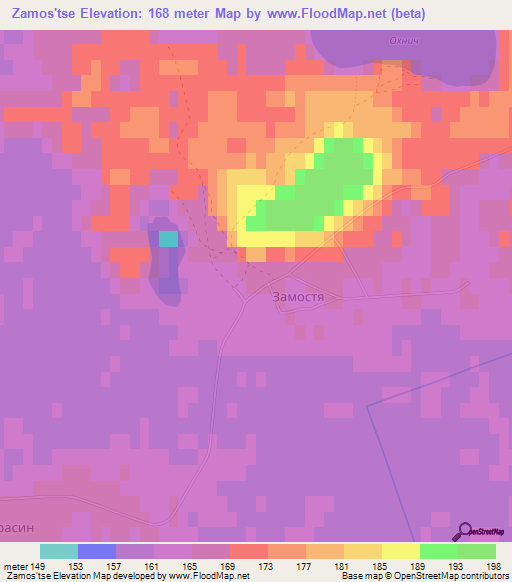 Zamos'tse,Ukraine Elevation Map