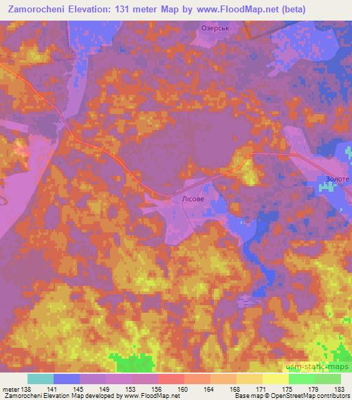 Zamorocheni,Ukraine Elevation Map