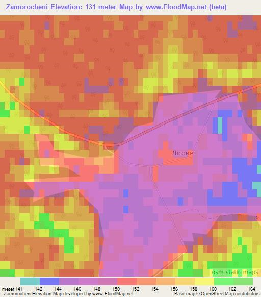 Zamorocheni,Ukraine Elevation Map