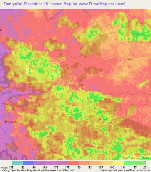 Zamlyn'ye,Ukraine Elevation Map
