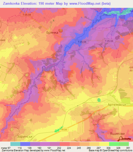 Zamkovka,Ukraine Elevation Map
