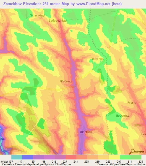 Zamekhov,Ukraine Elevation Map