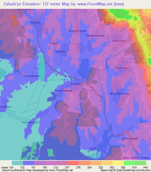 Zaluzh'ye,Ukraine Elevation Map