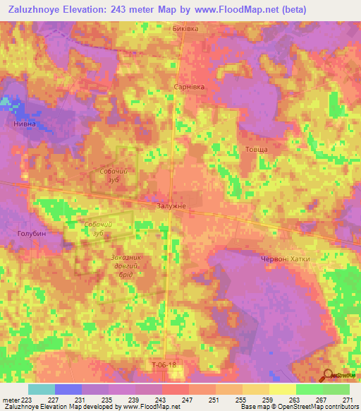 Zaluzhnoye,Ukraine Elevation Map