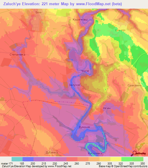 Zaluch'ye,Ukraine Elevation Map