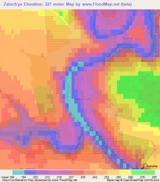Zaluch'ye,Ukraine Elevation Map