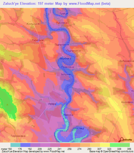 Zaluch'ye,Ukraine Elevation Map