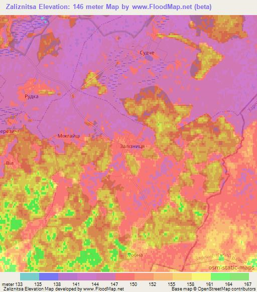Zaliznitsa,Ukraine Elevation Map