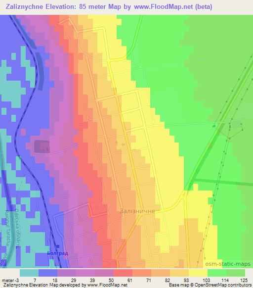 Zaliznychne,Ukraine Elevation Map