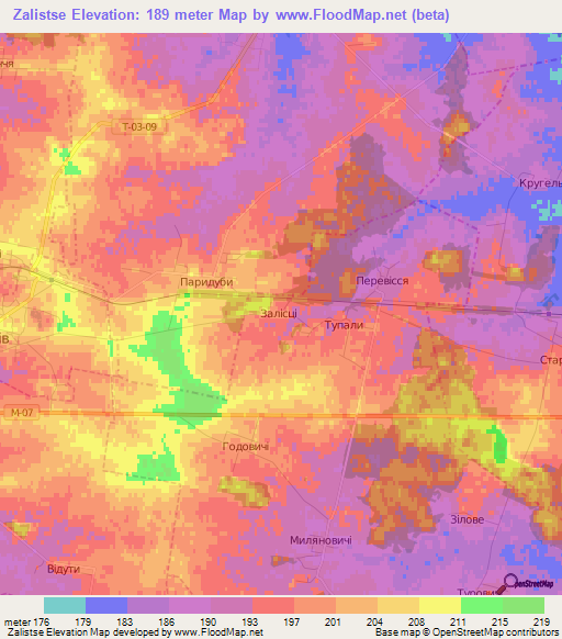 Zalistse,Ukraine Elevation Map