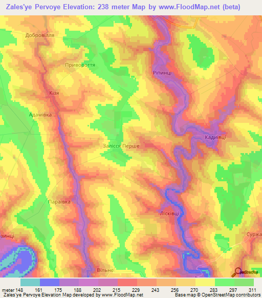 Zales'ye Pervoye,Ukraine Elevation Map