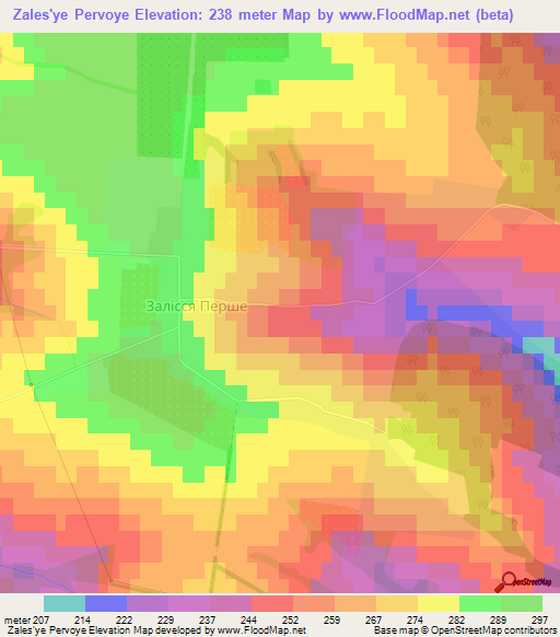 Zales'ye Pervoye,Ukraine Elevation Map