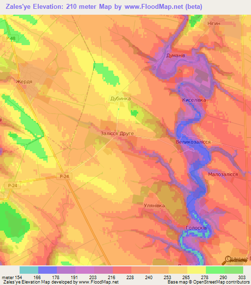 Zales'ye,Ukraine Elevation Map