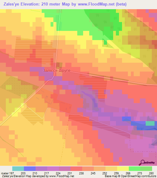 Zales'ye,Ukraine Elevation Map