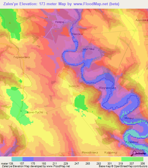Zales'ye,Ukraine Elevation Map