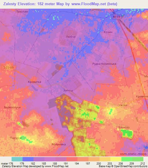 Zalesty,Ukraine Elevation Map