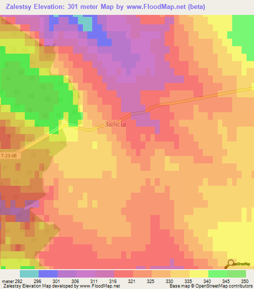 Zalestsy,Ukraine Elevation Map
