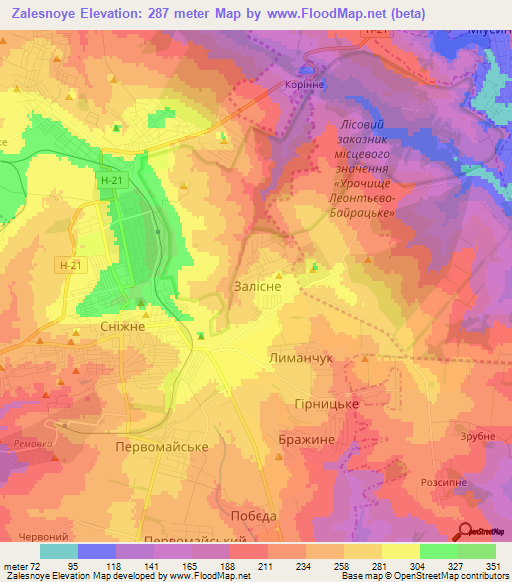 Zalesnoye,Ukraine Elevation Map