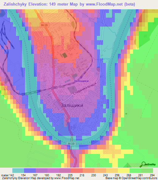 Zalishchyky,Ukraine Elevation Map
