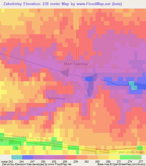 Zakutintsy,Ukraine Elevation Map