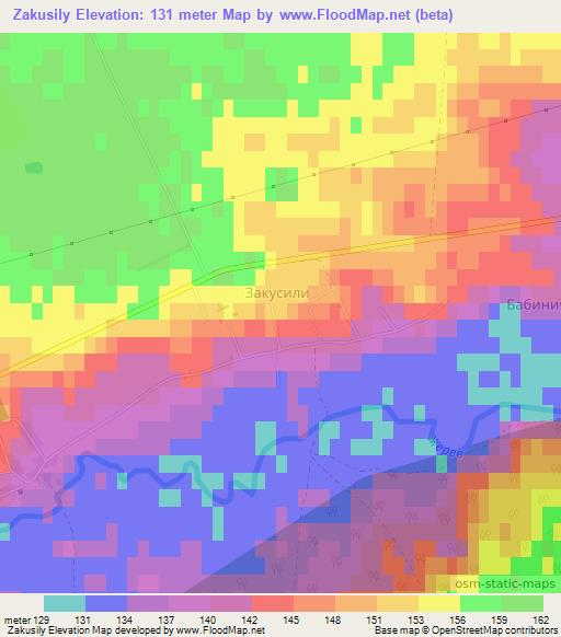 Zakusily,Ukraine Elevation Map