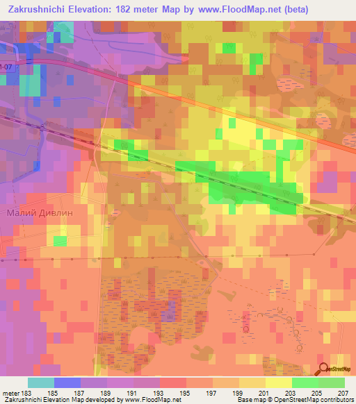 Zakrushnichi,Ukraine Elevation Map