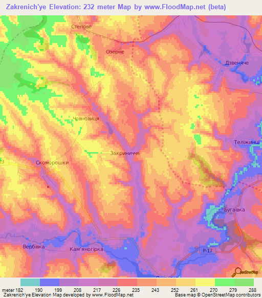Zakrenich'ye,Ukraine Elevation Map