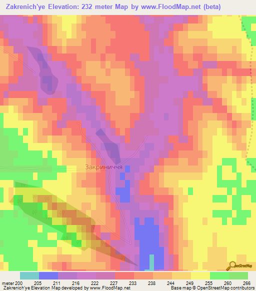 Zakrenich'ye,Ukraine Elevation Map