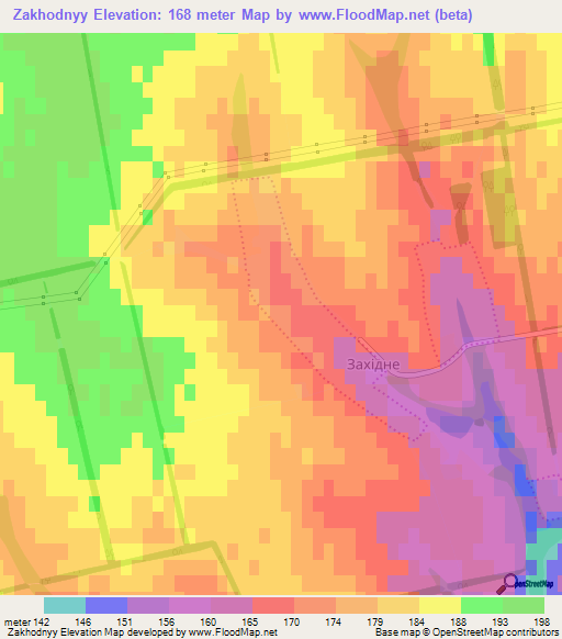 Zakhodnyy,Ukraine Elevation Map
