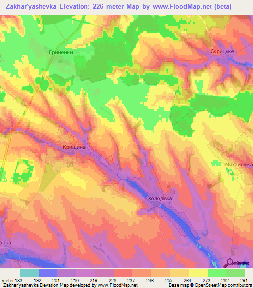 Zakhar'yashevka,Ukraine Elevation Map