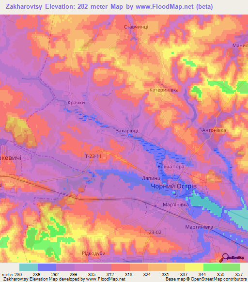 Zakharovtsy,Ukraine Elevation Map