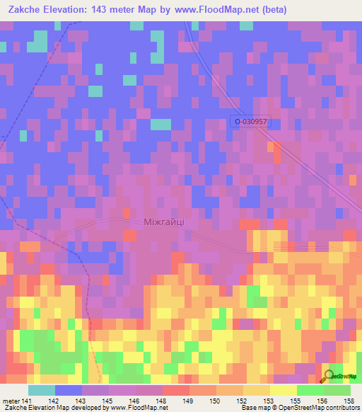 Zakche,Ukraine Elevation Map