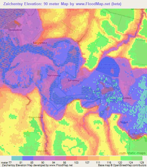 Zaichentsy,Ukraine Elevation Map