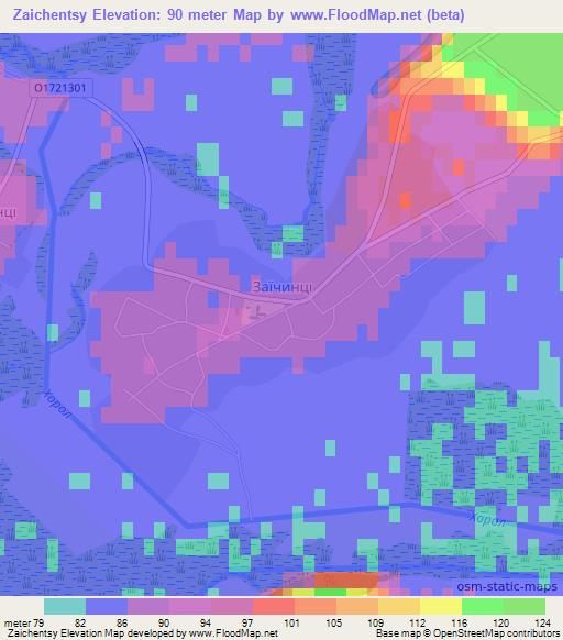 Zaichentsy,Ukraine Elevation Map