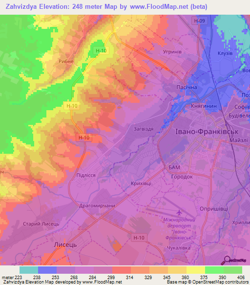 Zahvizdya,Ukraine Elevation Map