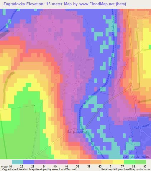 Zagradovka,Ukraine Elevation Map