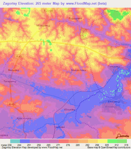 Zagortsy,Ukraine Elevation Map