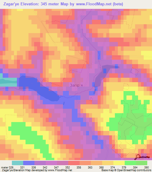 Zagar'ye,Ukraine Elevation Map