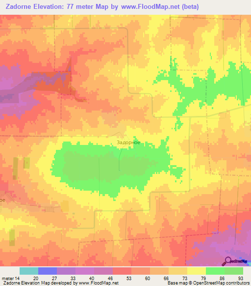 Zadorne,Ukraine Elevation Map