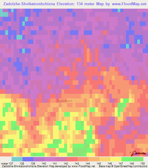 Zadolzhe-Shvikatovshchizna,Ukraine Elevation Map