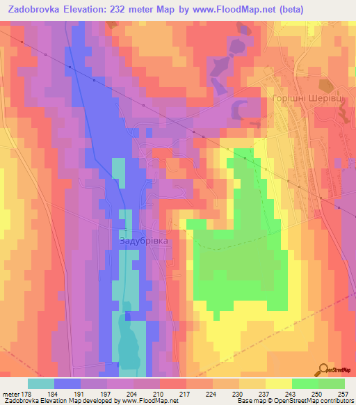 Zadobrovka,Ukraine Elevation Map