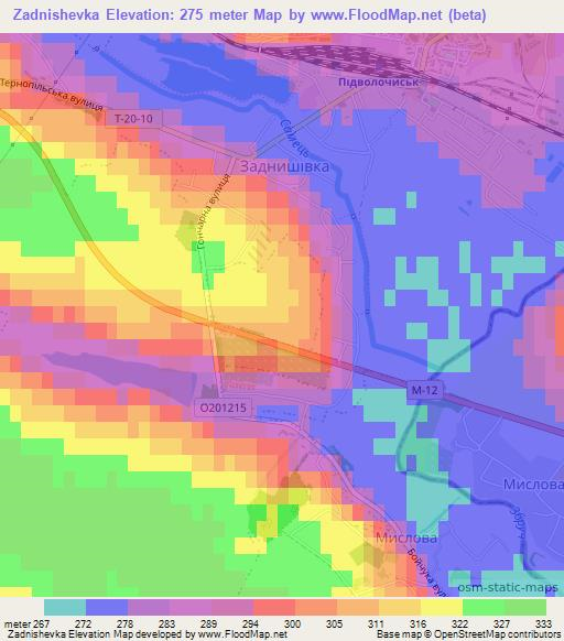 Zadnishevka,Ukraine Elevation Map