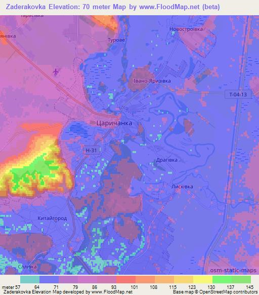 Zaderakovka,Ukraine Elevation Map