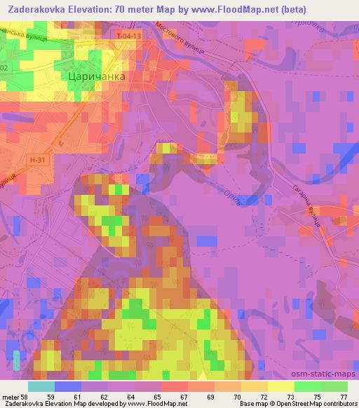 Zaderakovka,Ukraine Elevation Map