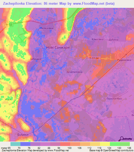 Zachepilovka,Ukraine Elevation Map