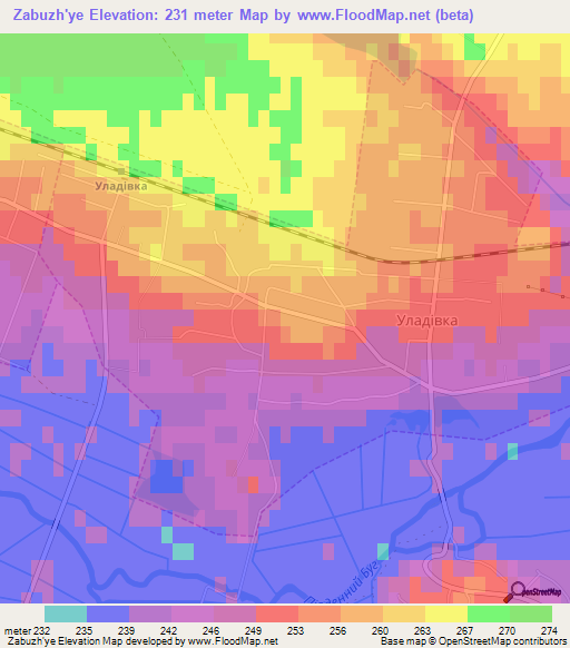 Zabuzh'ye,Ukraine Elevation Map