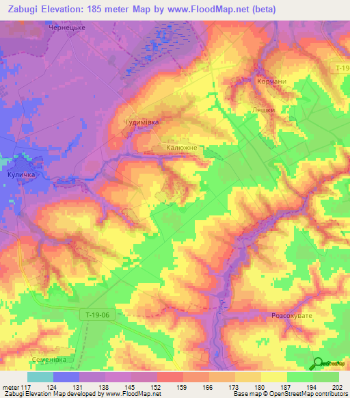 Zabugi,Ukraine Elevation Map