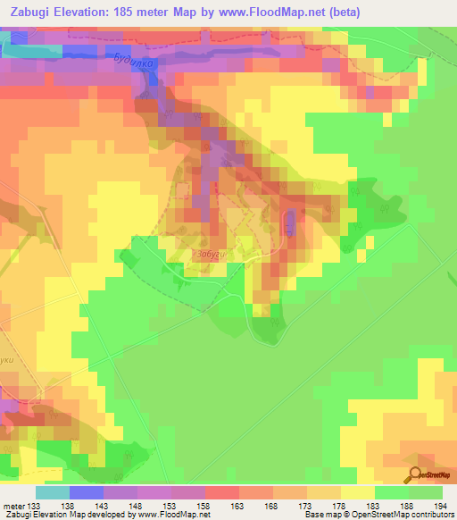 Zabugi,Ukraine Elevation Map